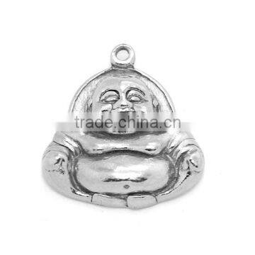 TKB-P1664 Silver Religious Jewelry Maitreya Buddha 316L Stainless Steel Hindu Chinese Pendant Souvenirs Charm