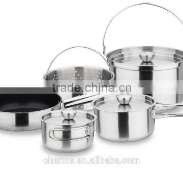 Factory price stainless steel outdoor camping pot picnic set