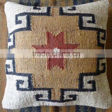 Indian Kilim Cushion Cover Hand Woven Jute Shams Ethnic Pillow Cases 18X18 Cushion Throw Decorative Cushions