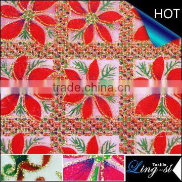 Floral Printed Organza Fabric for Decoration