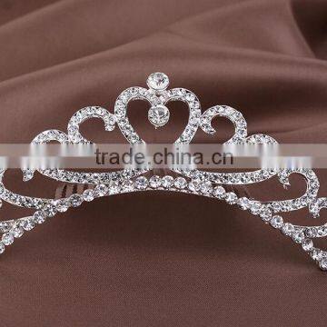 Silver Rhinestone And Pearl Tiara Comb Headdress,Heartshape Crown Hair Comb