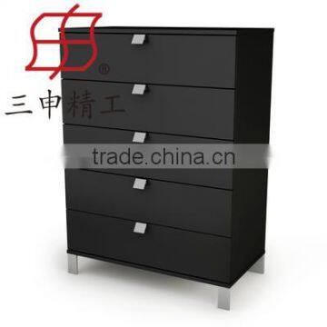 black melamine MDF/particle woden board file cabinet with 5 drawer