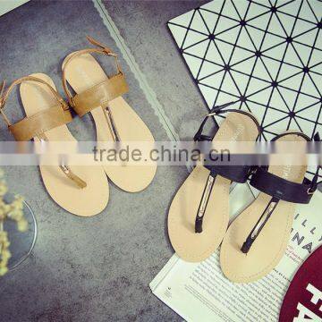 2016 Summer New Arrival Flat Buckle Thong Flip T-strip Flat Sandals