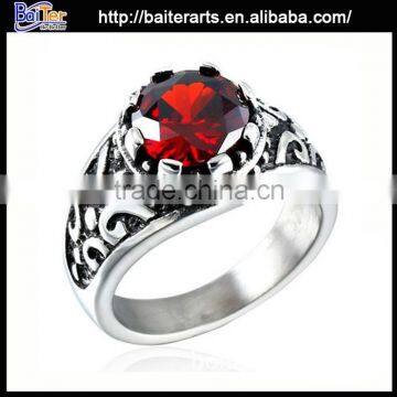 Hot Men's Titanium Ruby Ring ,316L Stinless Steel Ruby Ring