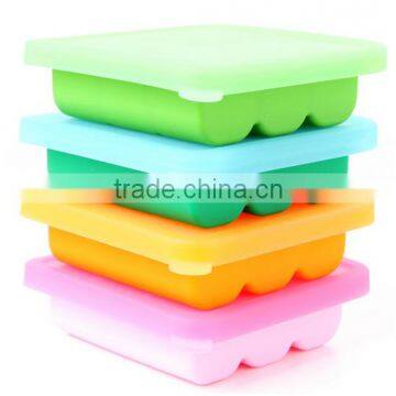 100% Food grade Homemade Silicone Baby Food Storage Container Silicone Freezer Tray with Lid