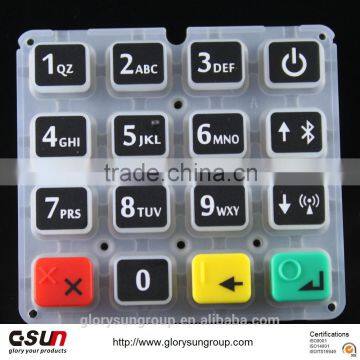High Quality RoHS Complied Epoxy Coated Durable Silicone Keypad
