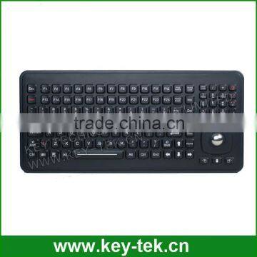 custom IP65 rated ruggedized usb silicone rubber keyboard with IP68 washable optional trackball+numeric keys + 24 function keys