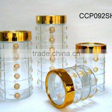 CCP092SH glass jar with golden lid and golden design