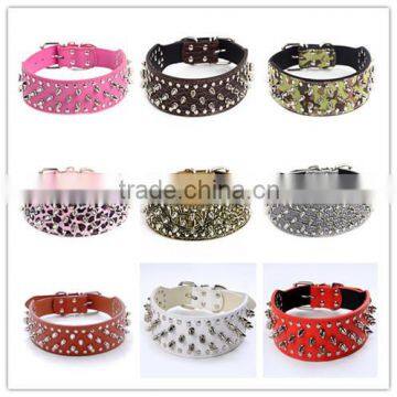 Faux diamond studded leather dog collar of pet products