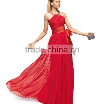 2013 New Designer Fashionable Sexy Red Halter Cheap Bridesmaid Dress Made In China POE-075