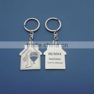 Custom RE/MAX engraved house shaped metal keychains keyring