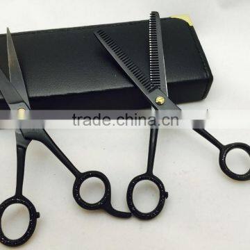 Black Color Coated Barber Hair Cutting Scissors & Thinning Scissors Set 6.5"