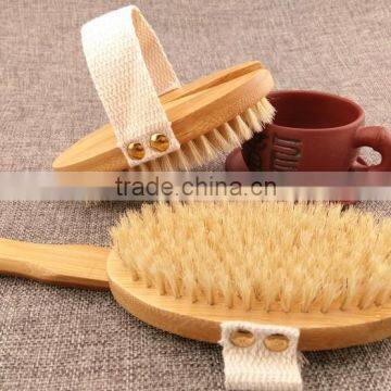 Long-handled bamboo removable off bristles dry brush bath brush and chopping brush