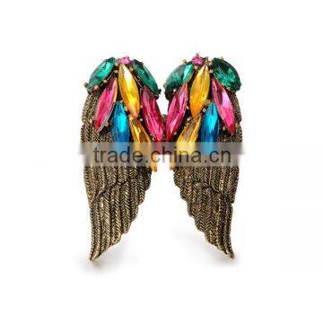 Fashion Alloy Rhinestone Angel Wing Statement Rings Ring Sizer 8(RJEW-JL031-02)