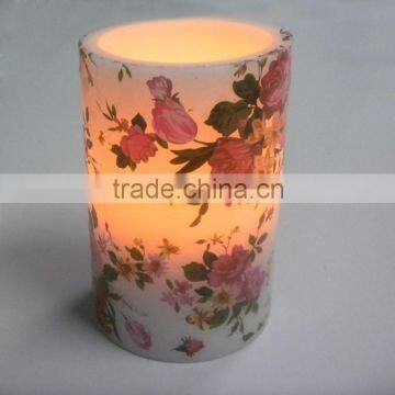white flower decal pillar aphlogistic led candles