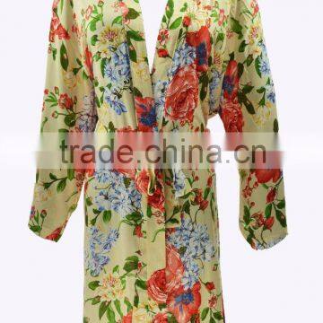 Wholesale organic girls cotton wedding floral bath robe