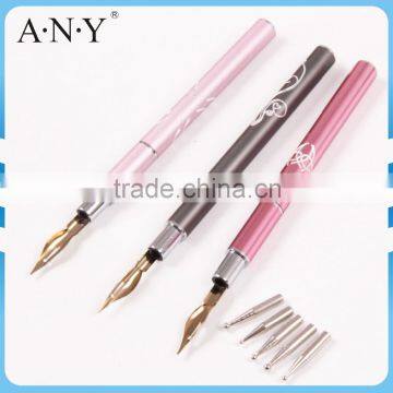 ANY Nail Art Beauty Care Dotting Design Pink Metal Handle Nail Ink Painting Fingernail with Dotting Pen