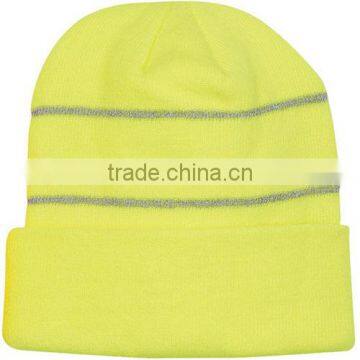 Knit Beanie With Reflective Stripes