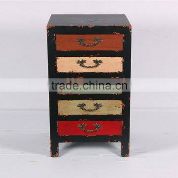 Old radio design wooden cabinet with 5 drawers