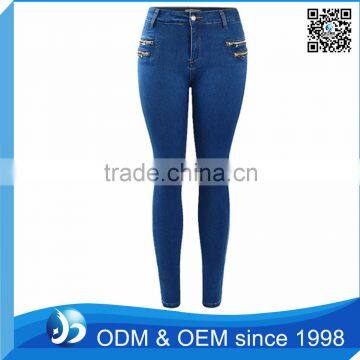 Custom Women High Waisted Jeans With Zippers