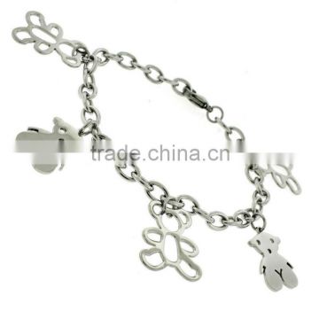 XLT-CB100 Stainelss Steel Silver Bear Bracelet Chain