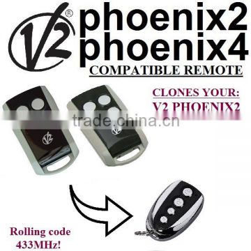 V2 PHOENIX2/4 compatible garage door remote Rolling code 433mhz