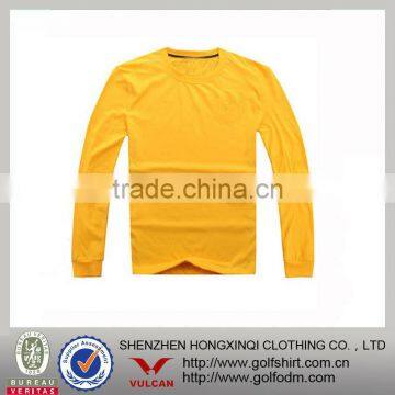 100% Cotton Yellow Color Men Long Sleeve Custom t shirts