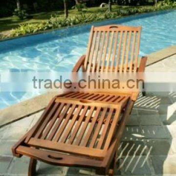 Teak Sun Lounger with armrest for teak furniture