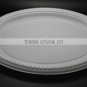 Alibaba 9*11inch Food grade PS plastic oval shape dinner plate