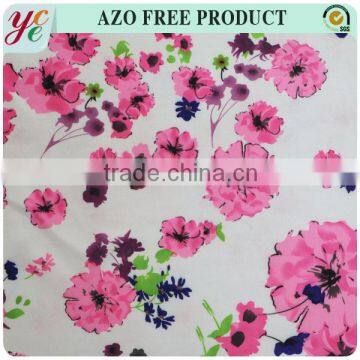 Pink flowers printed knitting techno fabric