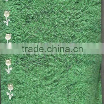 leatherette handmade paper with flower embellishments for scrapbooking, scrapbookers, art and crafts