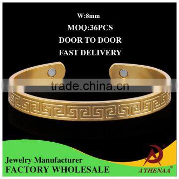 ATHENAA Therapy Stone Jewelry Gold Plated Balance Vintage G Style Cuff Magnetic Copper Bangle