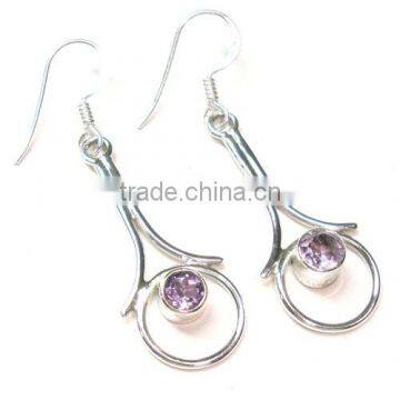 authentic gemstone jewelry wholesaler Amethyst earrings sterling silver jewelry with natural stone