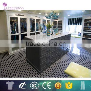 Luxury glass door wardrobe dressing table designs and mirror