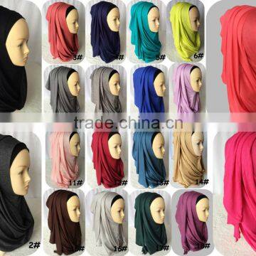 Fashion Beauty Women Muslim Jersey Cotton Solid Color Scarf Plain Hijabs photo-5