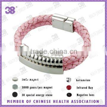 Fashion pink silicone bracelet with stainless steel clasp