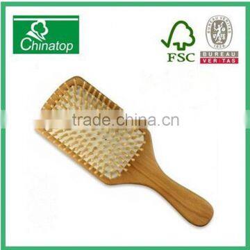 Rectangle shape slender handle White rubber air cushion massage comb brush natural woode, hotel style, creative gift,WMC030