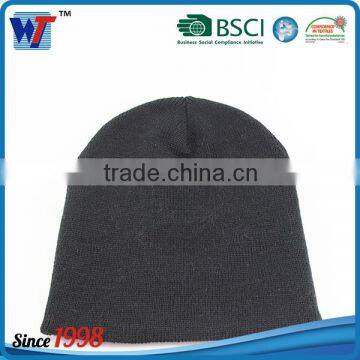 Black Custom Knitted Merino Wool Beanie for Men