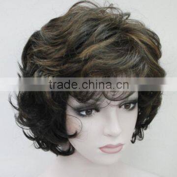 Dark Brown With Blonde Short Women Ladies Daily Fluffy Wig N519 photo-2