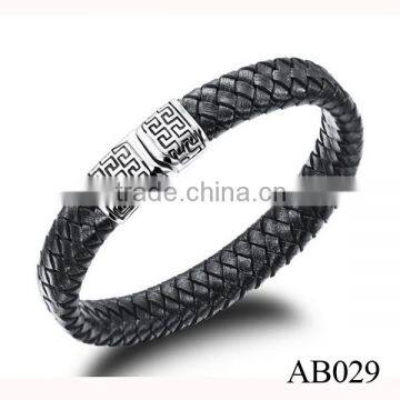 Newest Handmade Fashion Leather Bracelet/Stainless Steel Mens Leather Bracelet photo-4