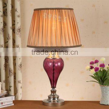chrome brushed nickel base high quality Purple Glass Table Lamp