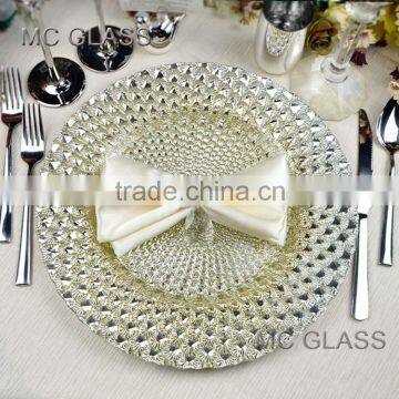 Wholesale Underplate New Wedding and Restaurant Gold Silver Glass Decoration Charger Plate