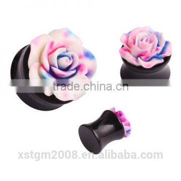 3D Rose Flower Acrylic Ear Plug Tunnel Expander Piercing Gauges Piercing