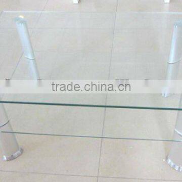 clear tempered glass top and shelf+stainless steel tubes