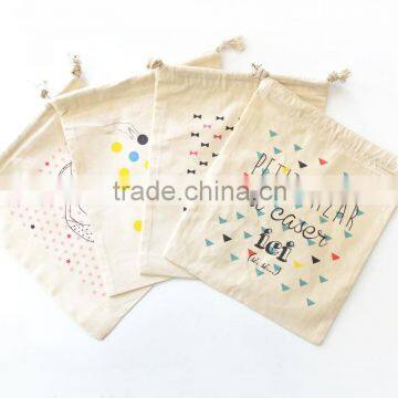 natural muslin bag with printing