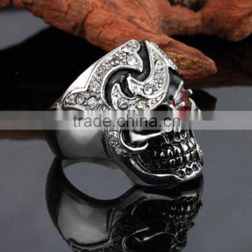 Mens Diamond/ Natural Ruby Skull Wedding Ring photo-2