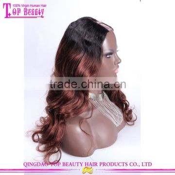 Qingdao hair factory direct supply human hair u part wig wholesale brazilian virgin human hair u part wig body wave