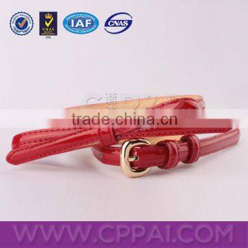 Red decorative genuine italian leather belt for young girl