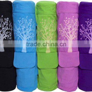 Exercise Canvas Yoga Mat Bag With 2 Pockets, Custom Logo Are Accepte