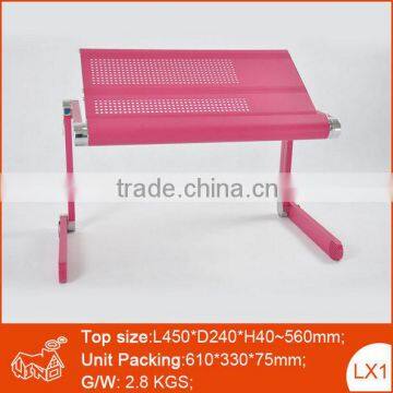 Portable and adjustable folding bed computer desk table with multiple angle;